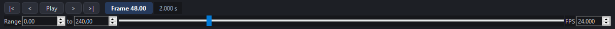 Focused Workbench timeline paused at frame 48 with 24 FPS and range 0 to 240